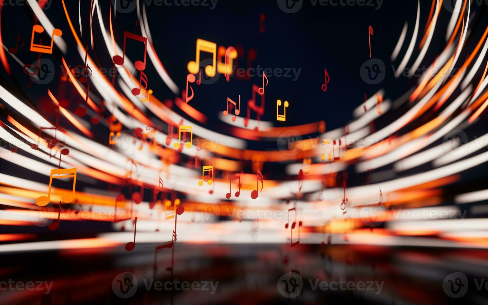 Music notes, musical tunes, 3d rendering. photo