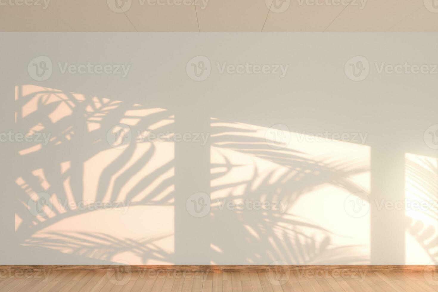 Empty room and shadows,wooden floor,3d rendering. photo