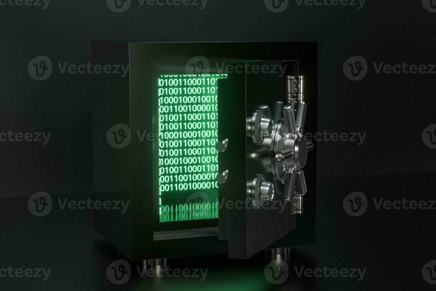 Mechanical safe, with digital numbers inside, 3d rendering. photo