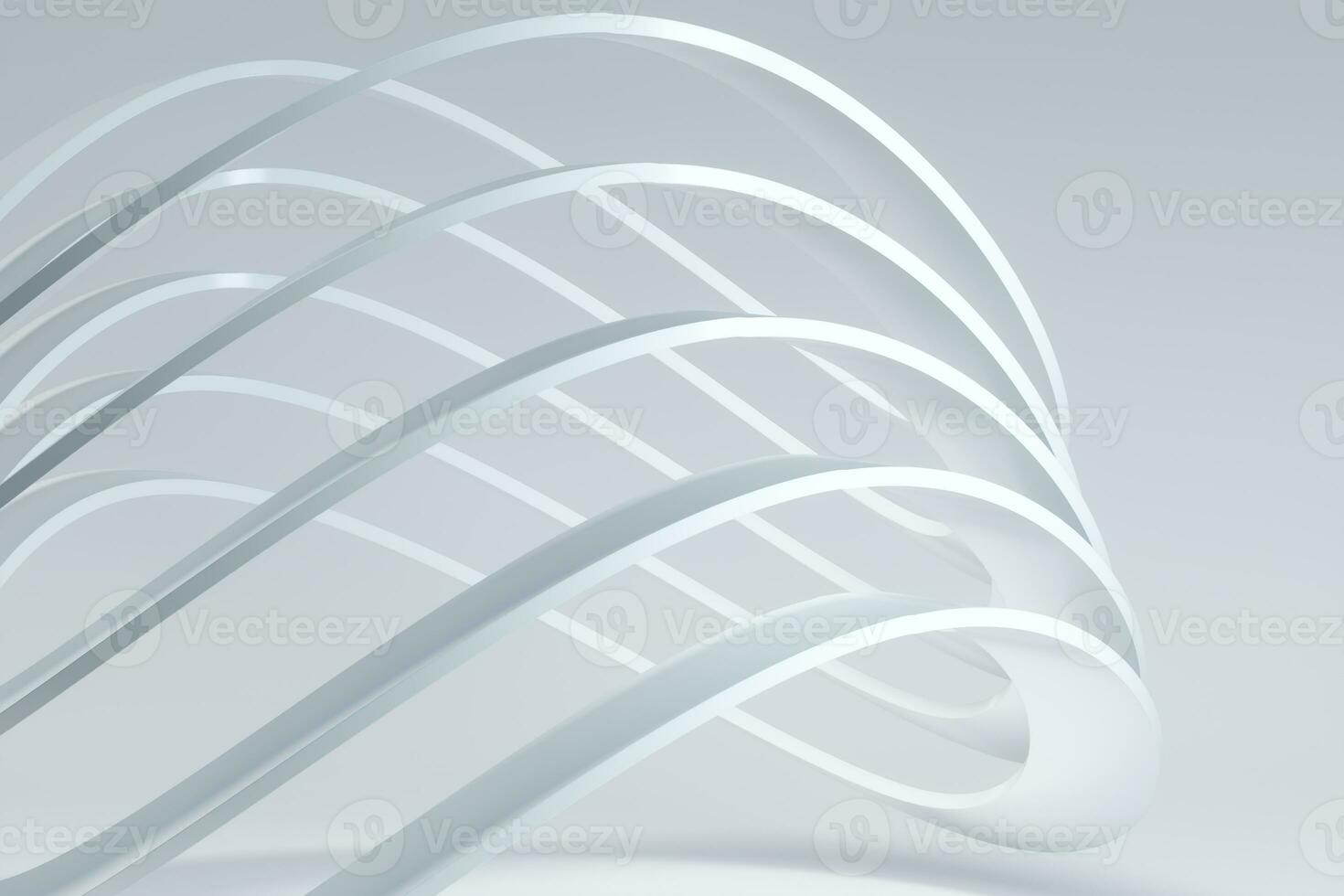 White curve geometry with white background, 3d rendering. photo