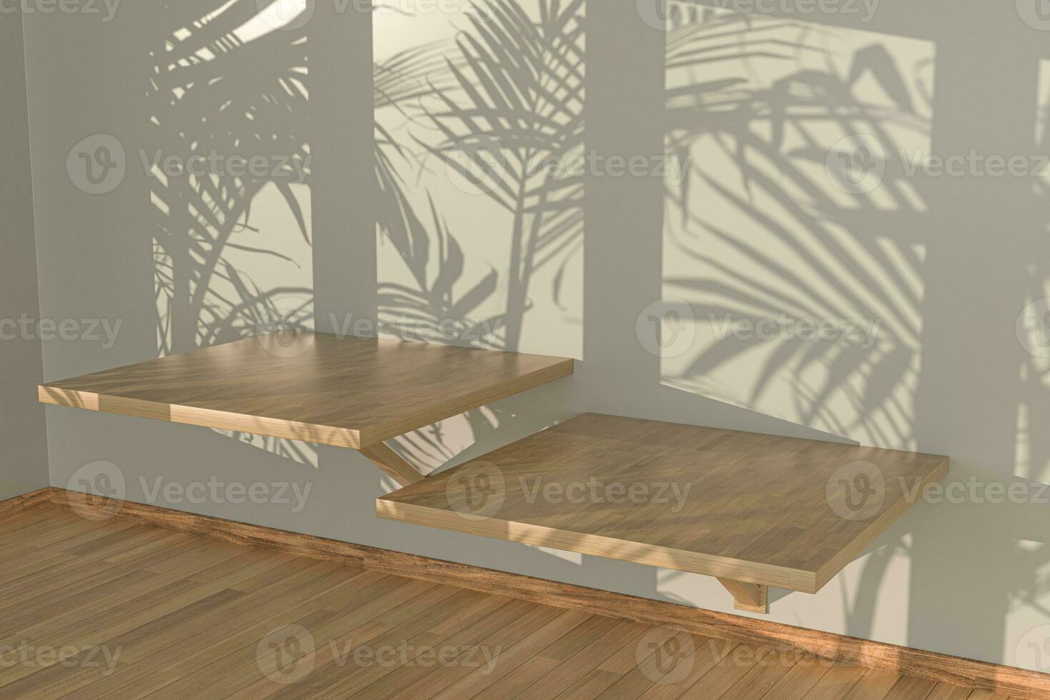 Empty room and shadows,wooden floor,3d rendering. photo
