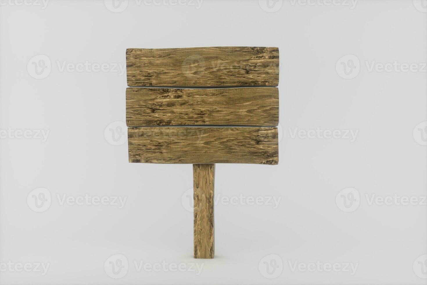 Empty wooden guide board with white background, 3d rendering. photo