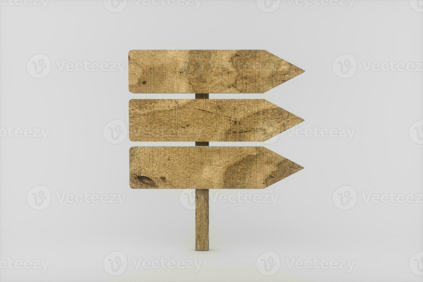 Empty wooden guide board with white background, 3d rendering. photo