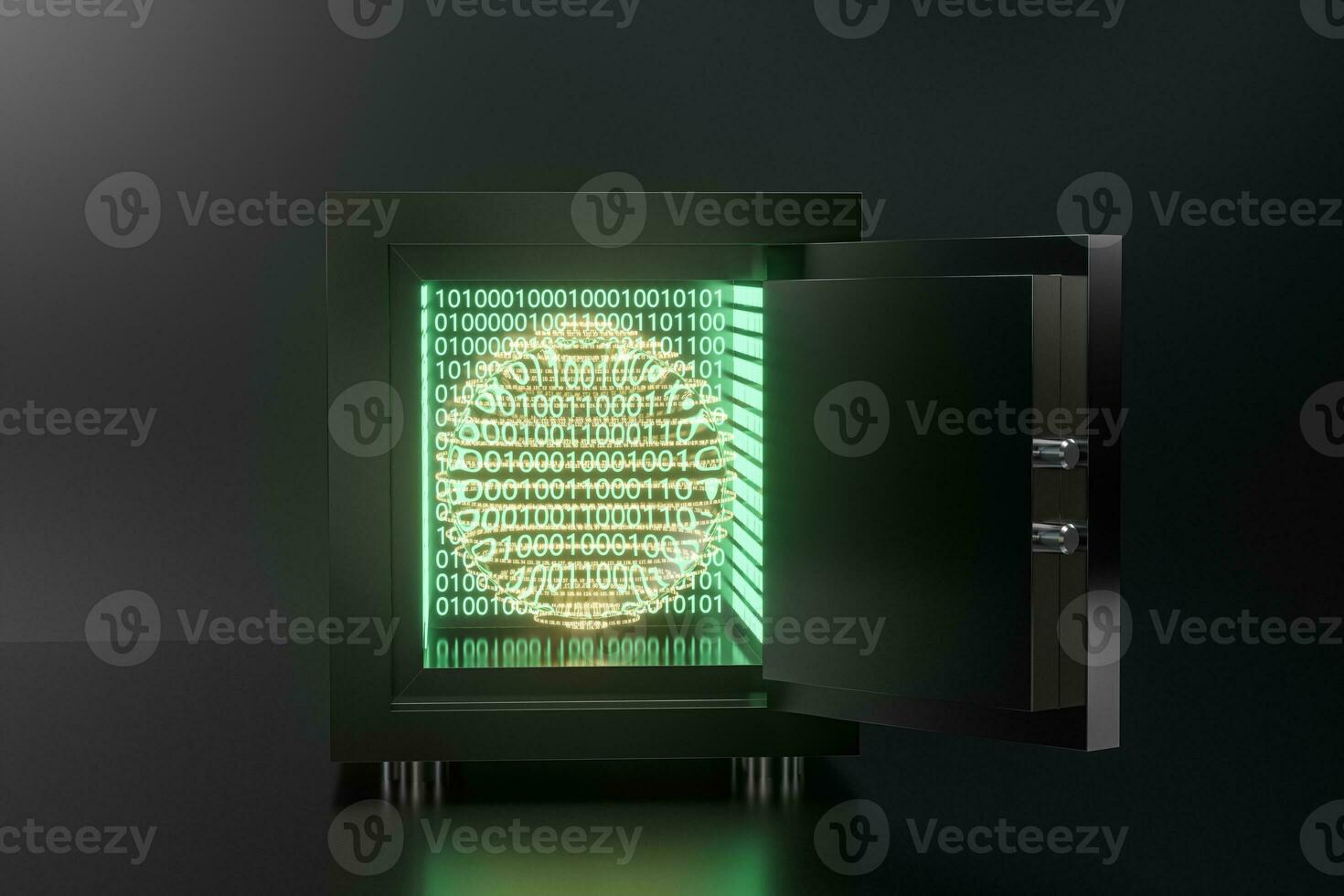 Mechanical safe, with digital numbers inside, 3d rendering. photo
