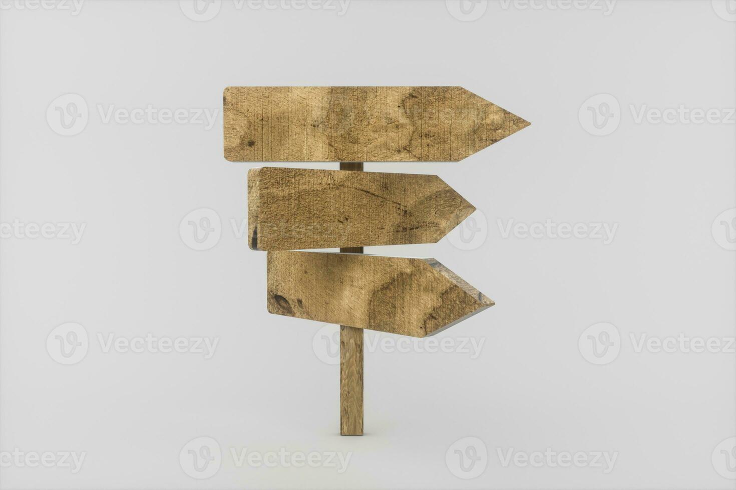 Empty wooden guide board with white background, 3d rendering. photo