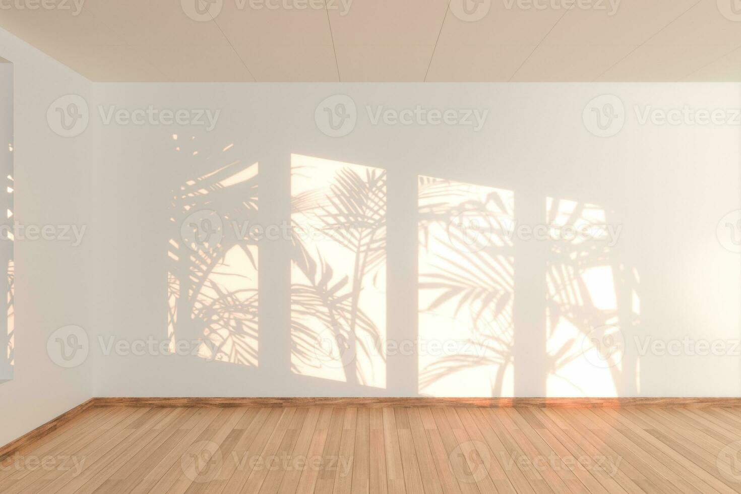 Empty room and shadows,wooden floor,3d rendering. photo