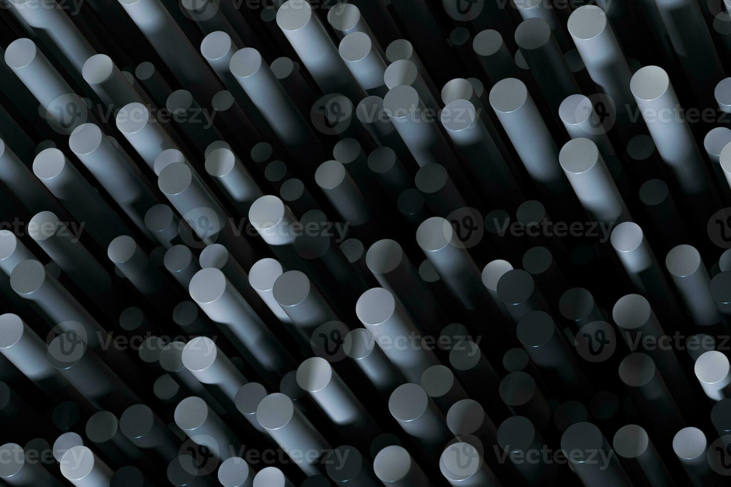 Polished cylinders with dark background,3d rendering. photo
