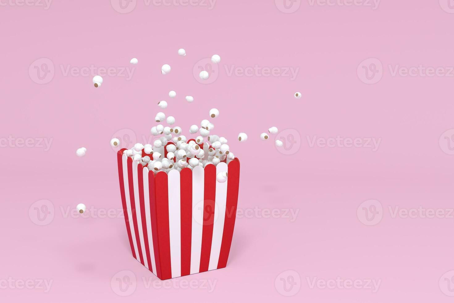 Scattered popcorn, sweet food, 3d rendering. photo