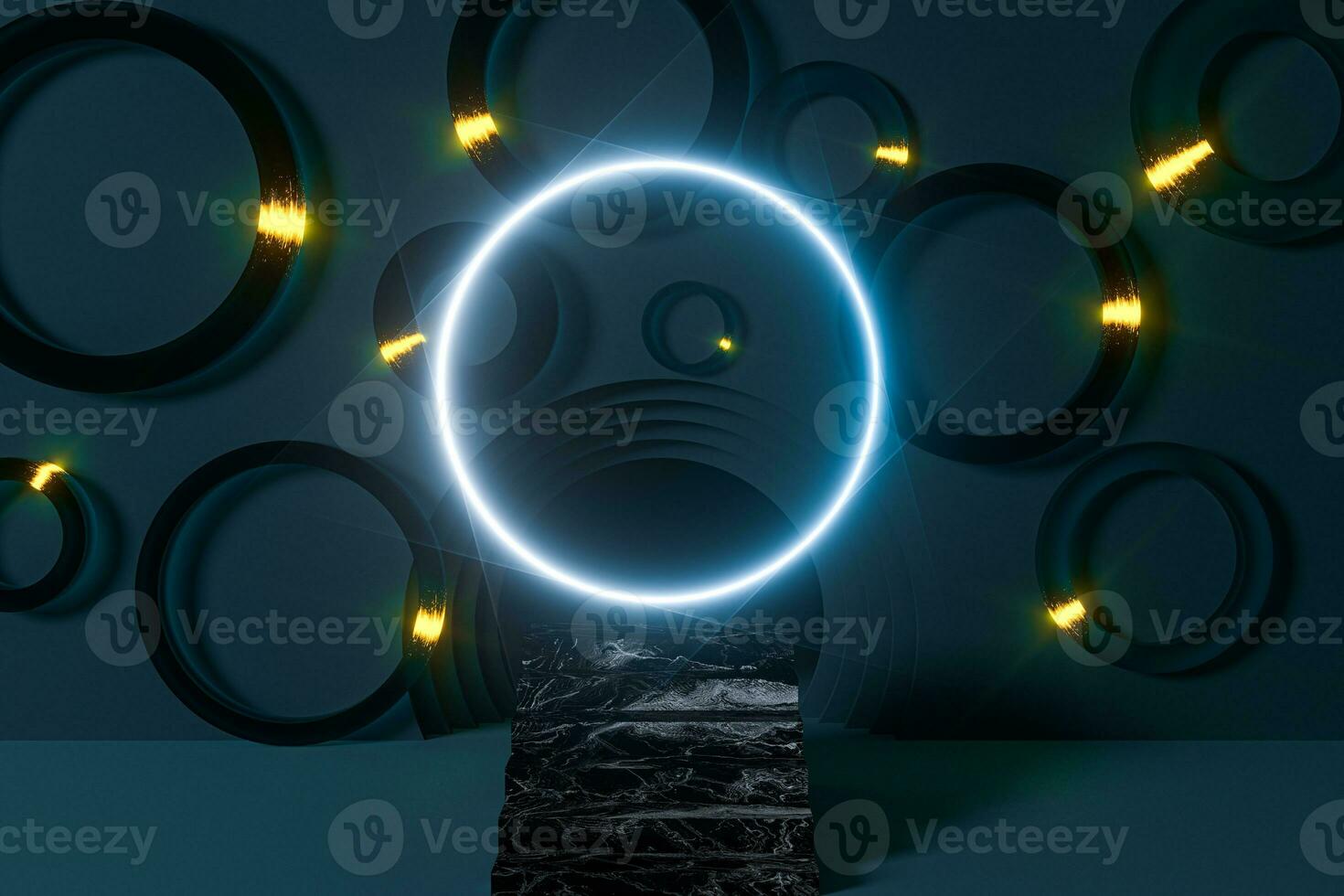 Circle background material,cartoon room,3d rendering. photo