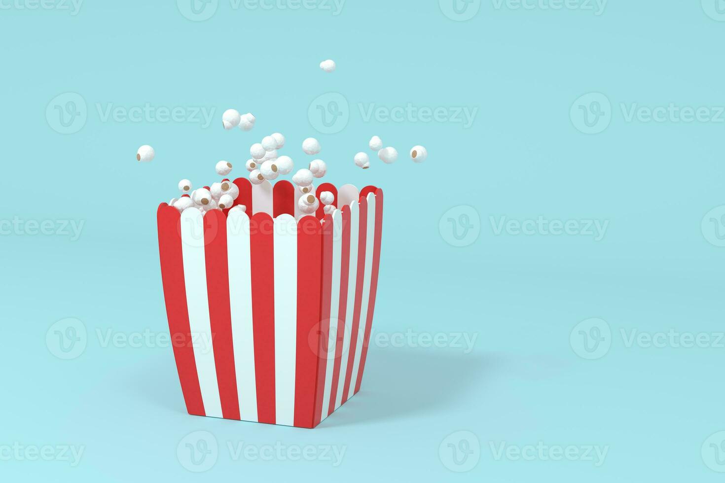 Scattered popcorn, sweet food, 3d rendering. photo