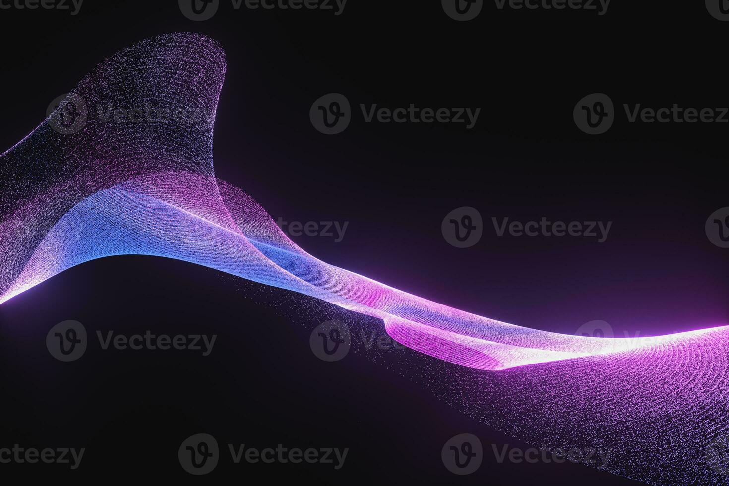 Purple neon particles with dark background, 3d rendering. photo
