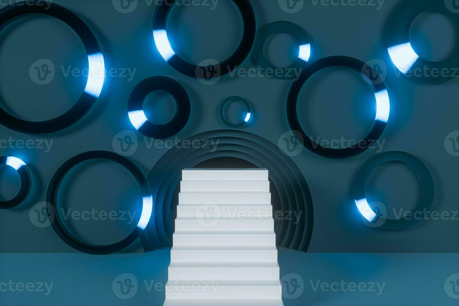 Circle background material,cartoon room,3d rendering. photo