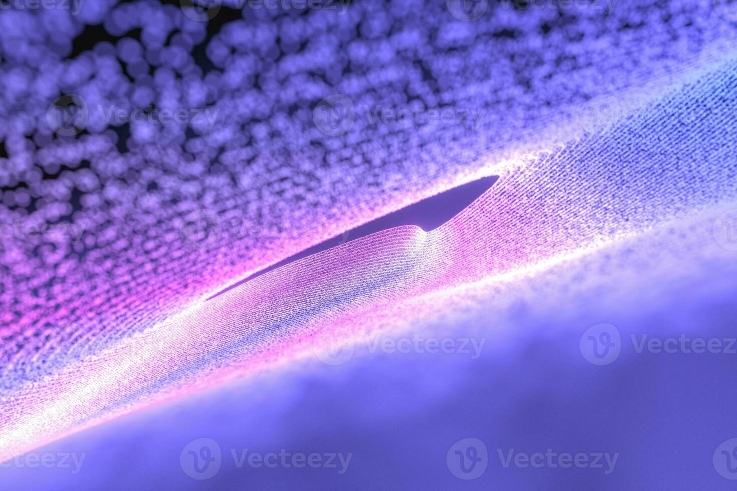 Purple neon particles with dark background, 3d rendering. photo