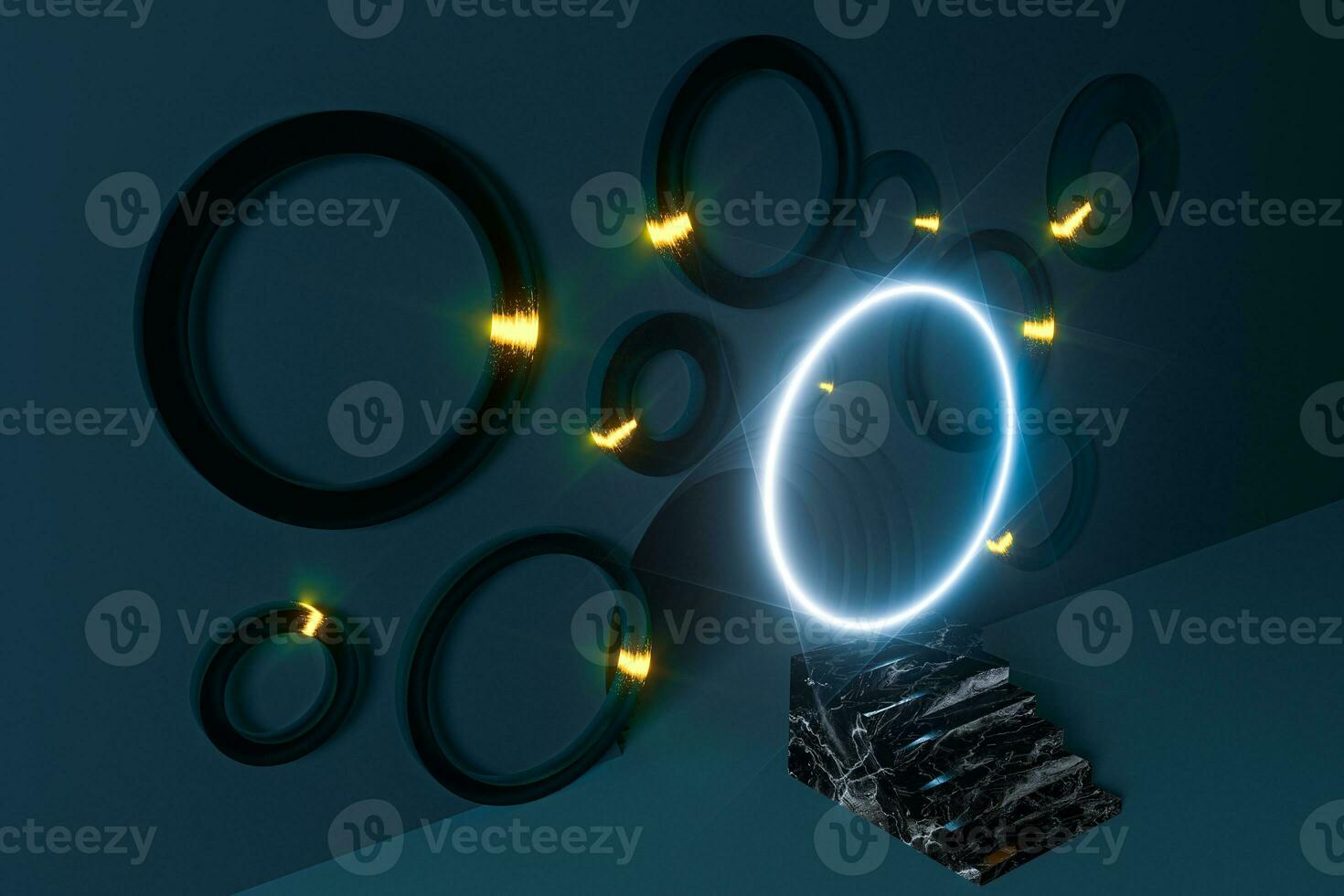 Circle background material,cartoon room,3d rendering. photo