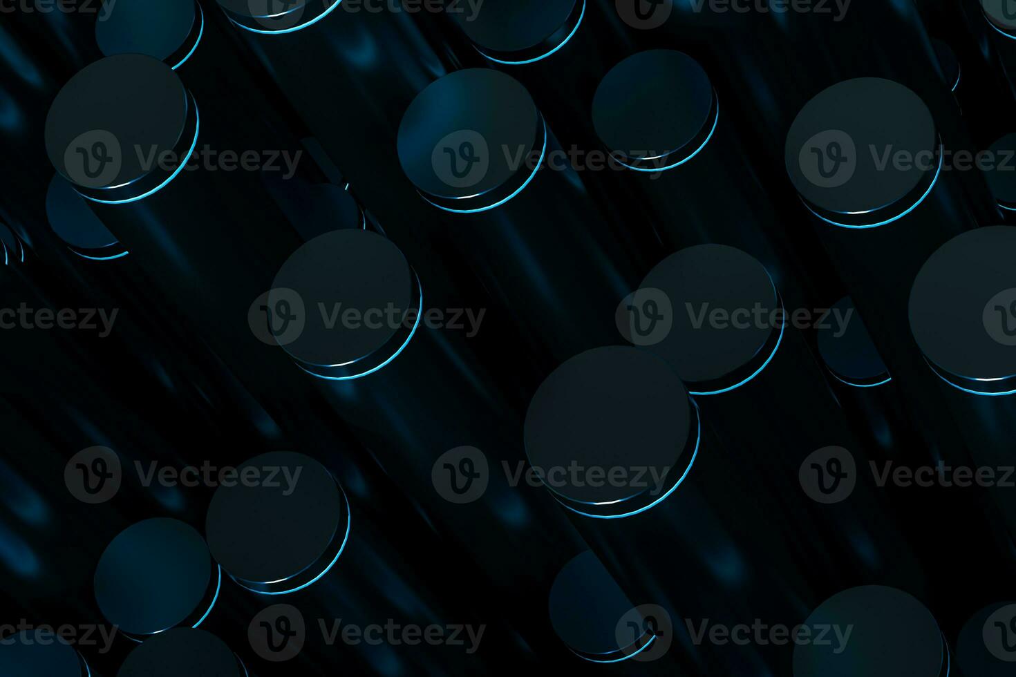 Polished cylinders with dark background,3d rendering. photo