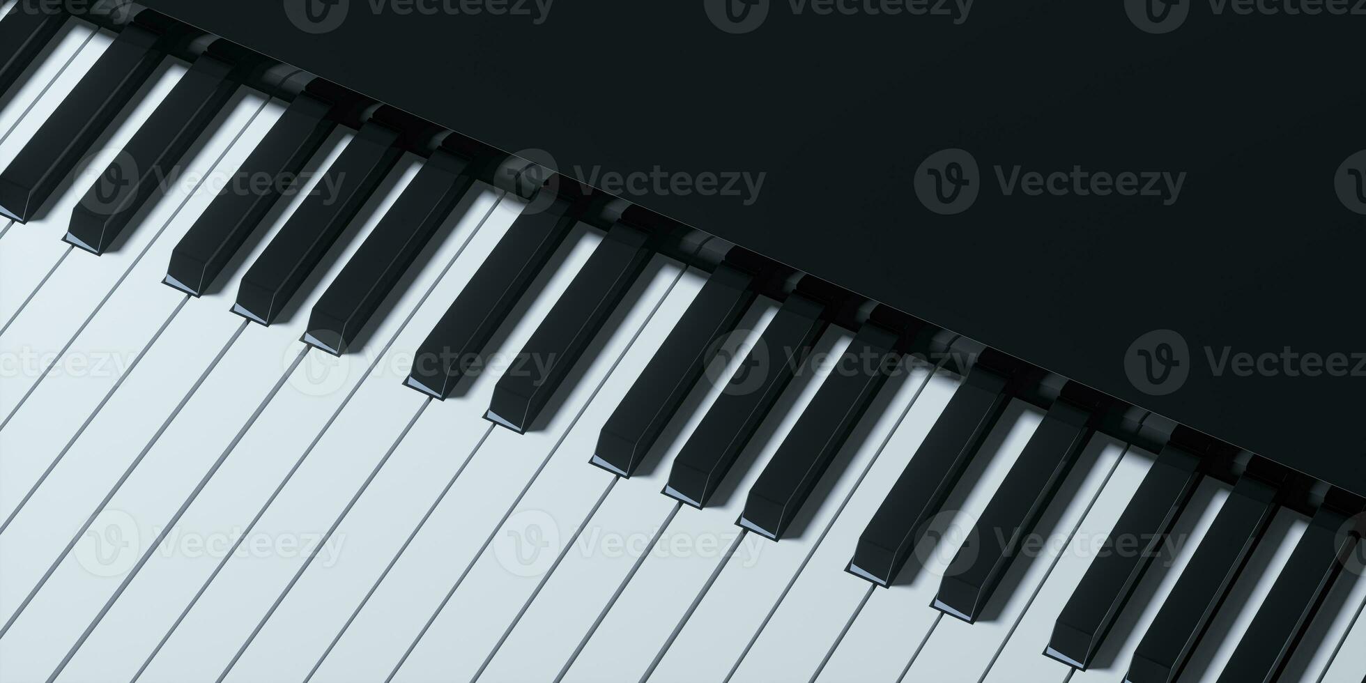 Piano keys with dark background, 3d rendering. photo