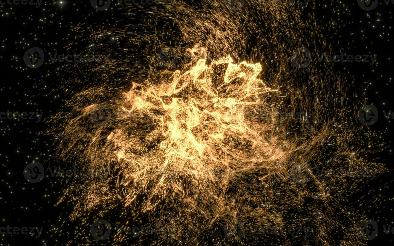 Glowing particles with wavy pattern, magical galaxy, 3d rendering. photo