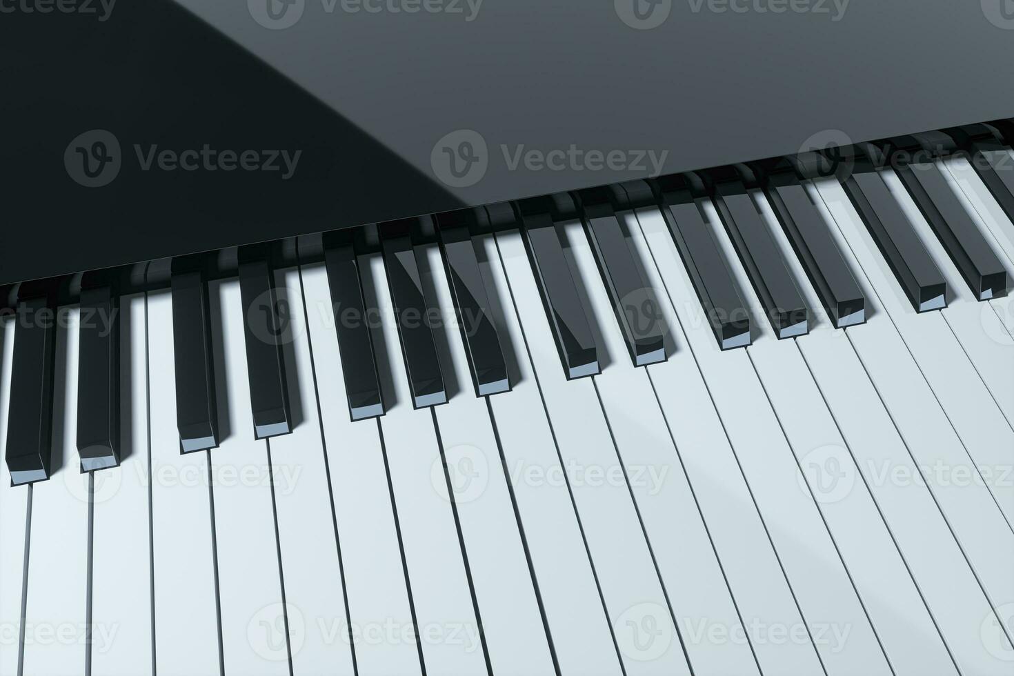 Piano keys with dark background, 3d rendering. photo