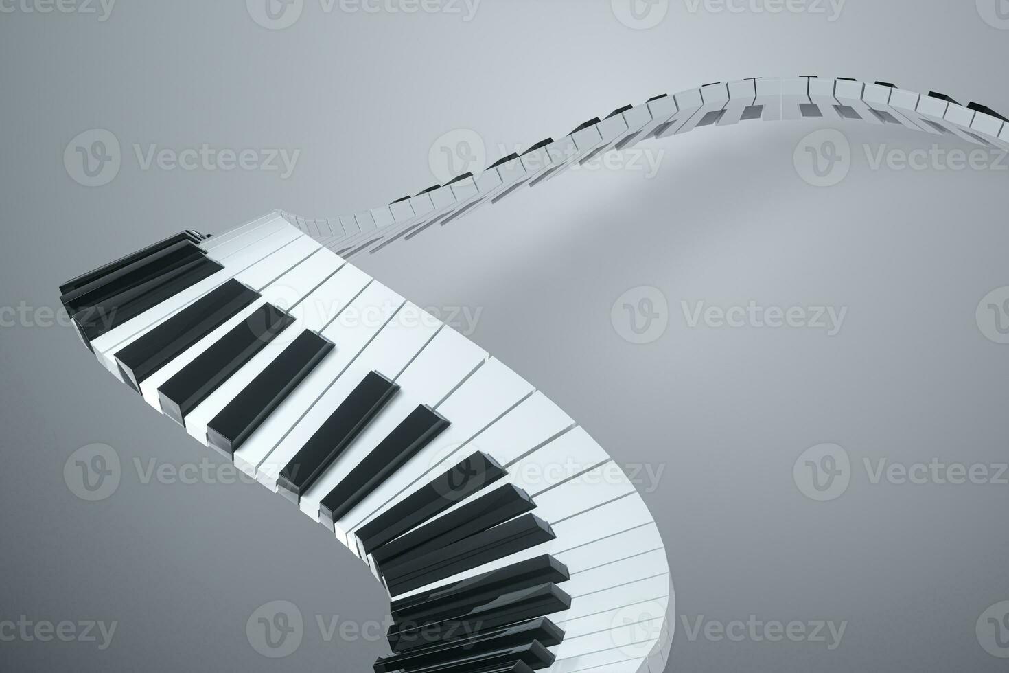 Piano keys with white background, 3d rendering. photo