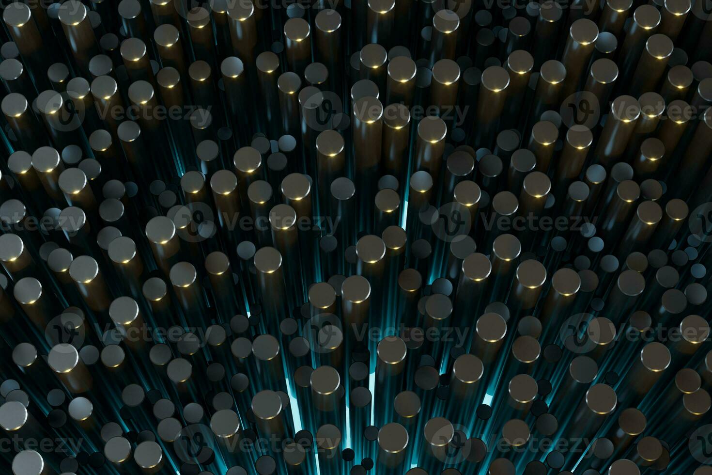 Polished cylinders with dark background,3d rendering. photo