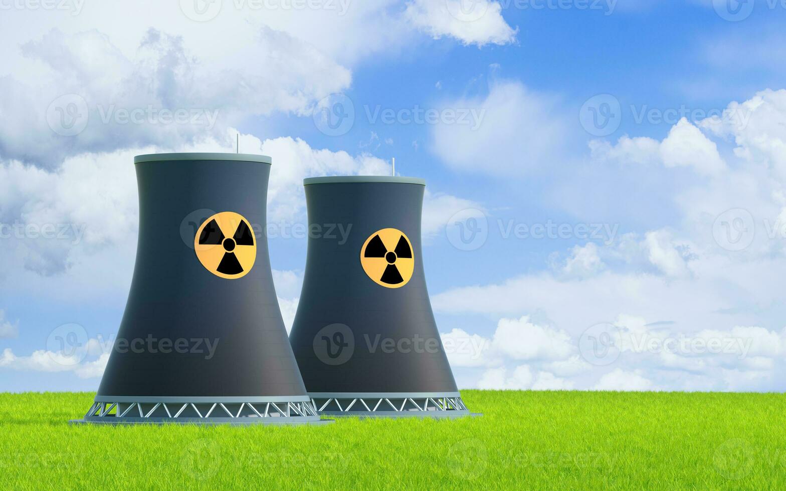 nuclear energía, recursos y industria, 3d representación. foto