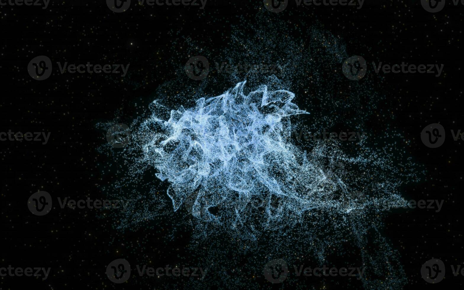 Glowing particles with wavy pattern, magical galaxy, 3d rendering. photo