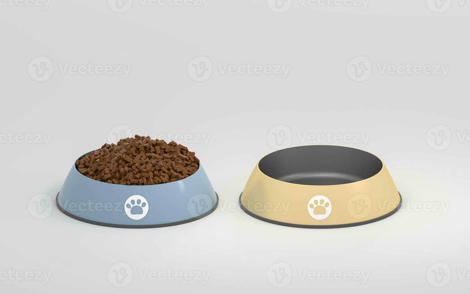 Pet food and bone, pet nutrition diet, 3d rendering. photo