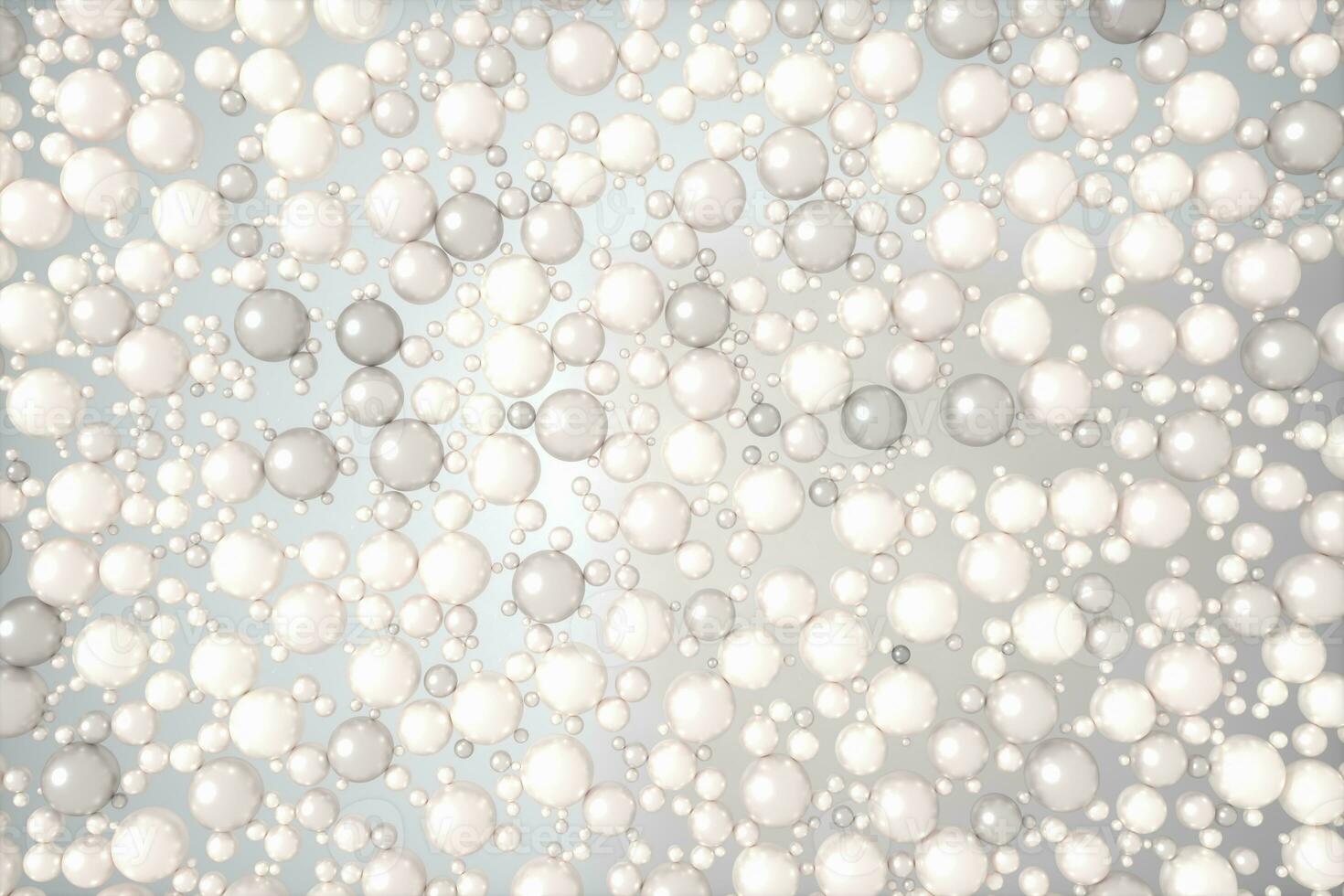 Pearls and bubbles with white background, 3d rendering. photo