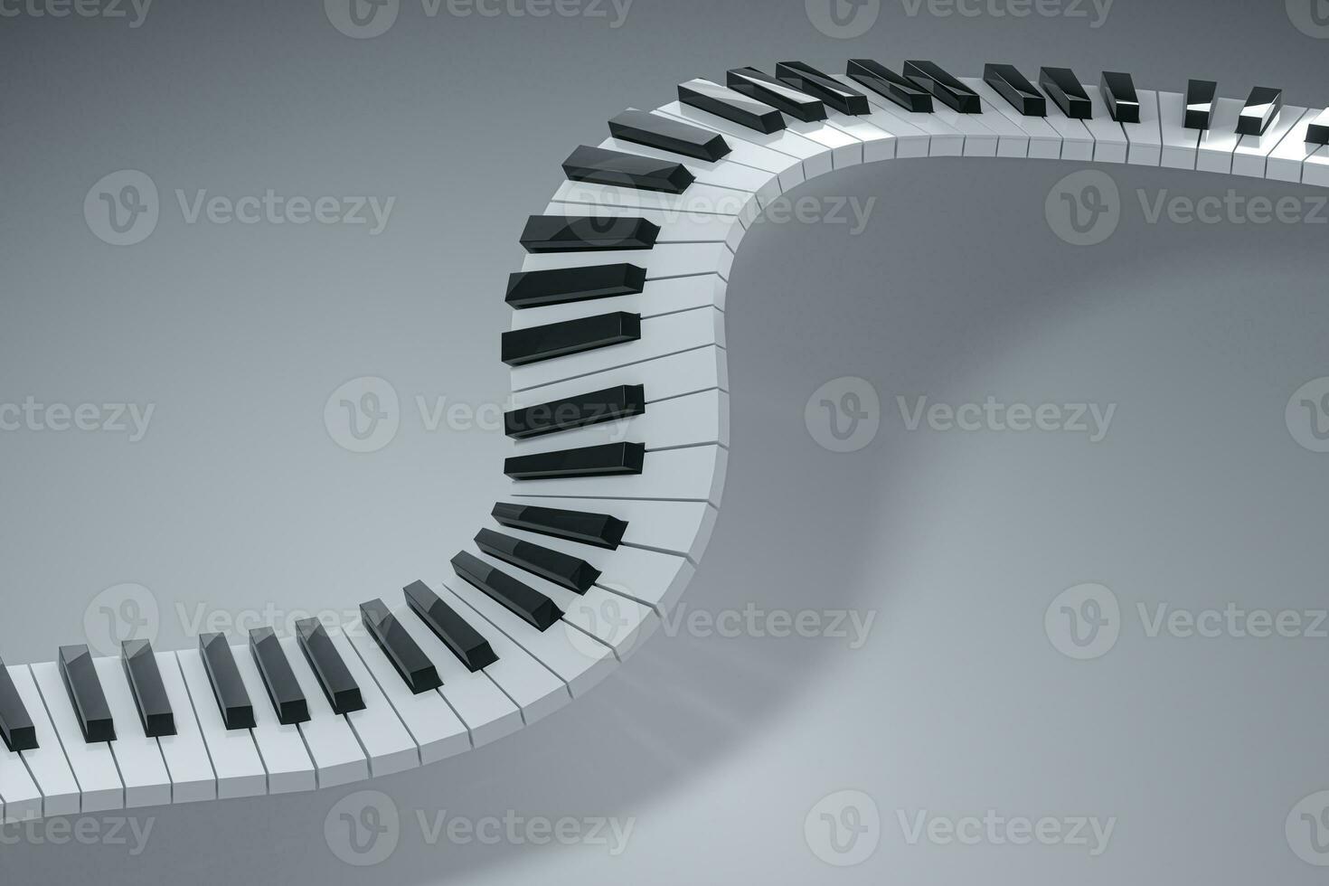 Piano keys with white background, 3d rendering. photo