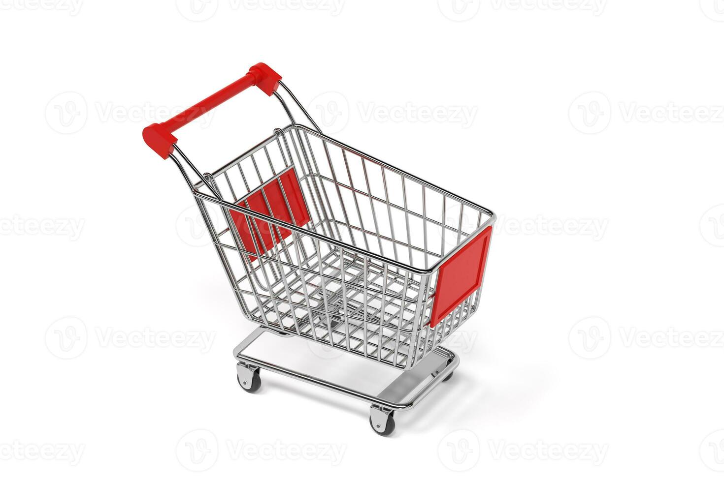 Empty shopping cart with white background, 3d rendering. photo