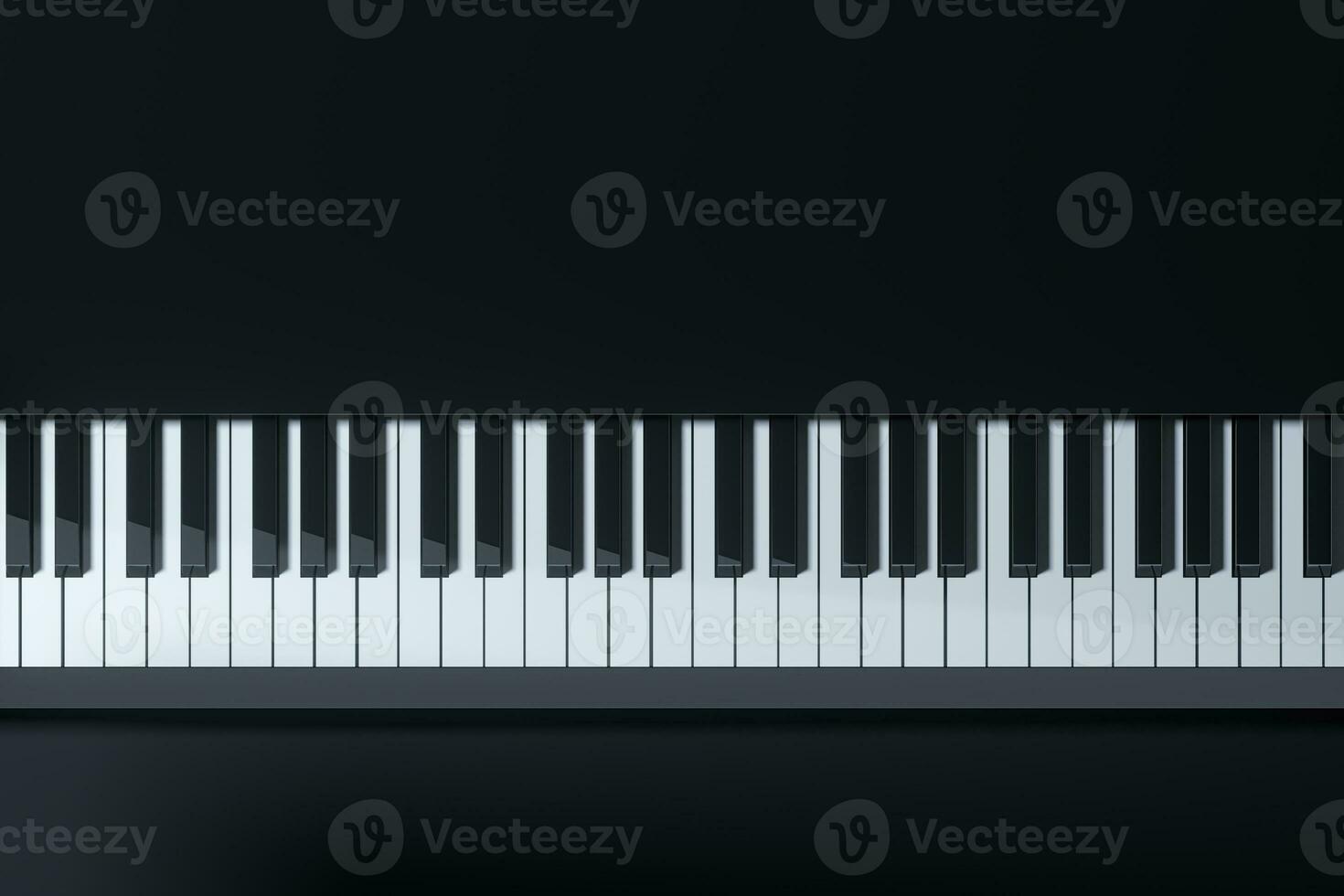 Piano keys with dark background, 3d rendering. photo