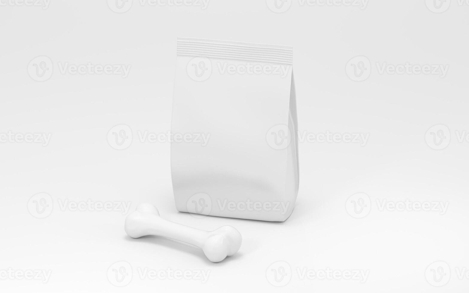 Pet food and empty branding food bag, 3d rendering. photo