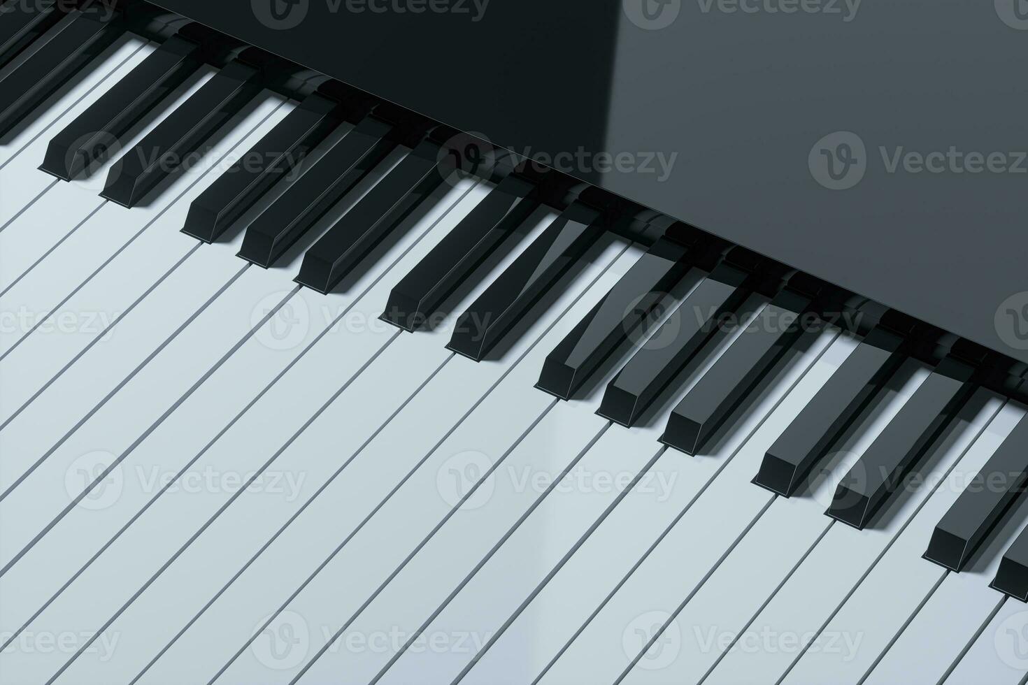 Piano keys with dark background, 3d rendering. photo