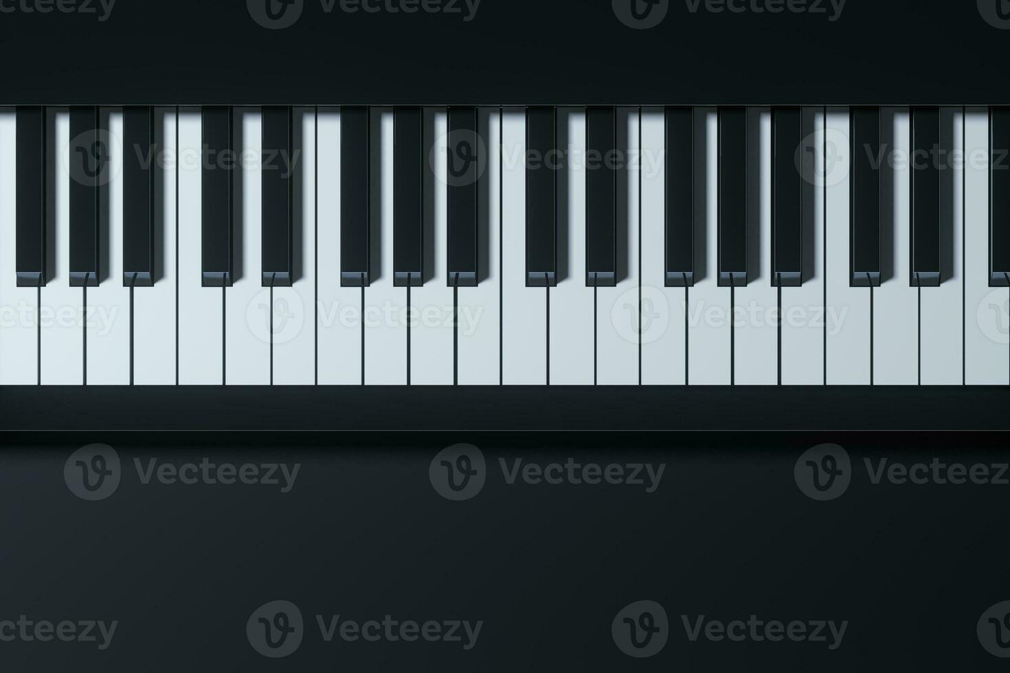 Piano keys with dark background, 3d rendering. photo