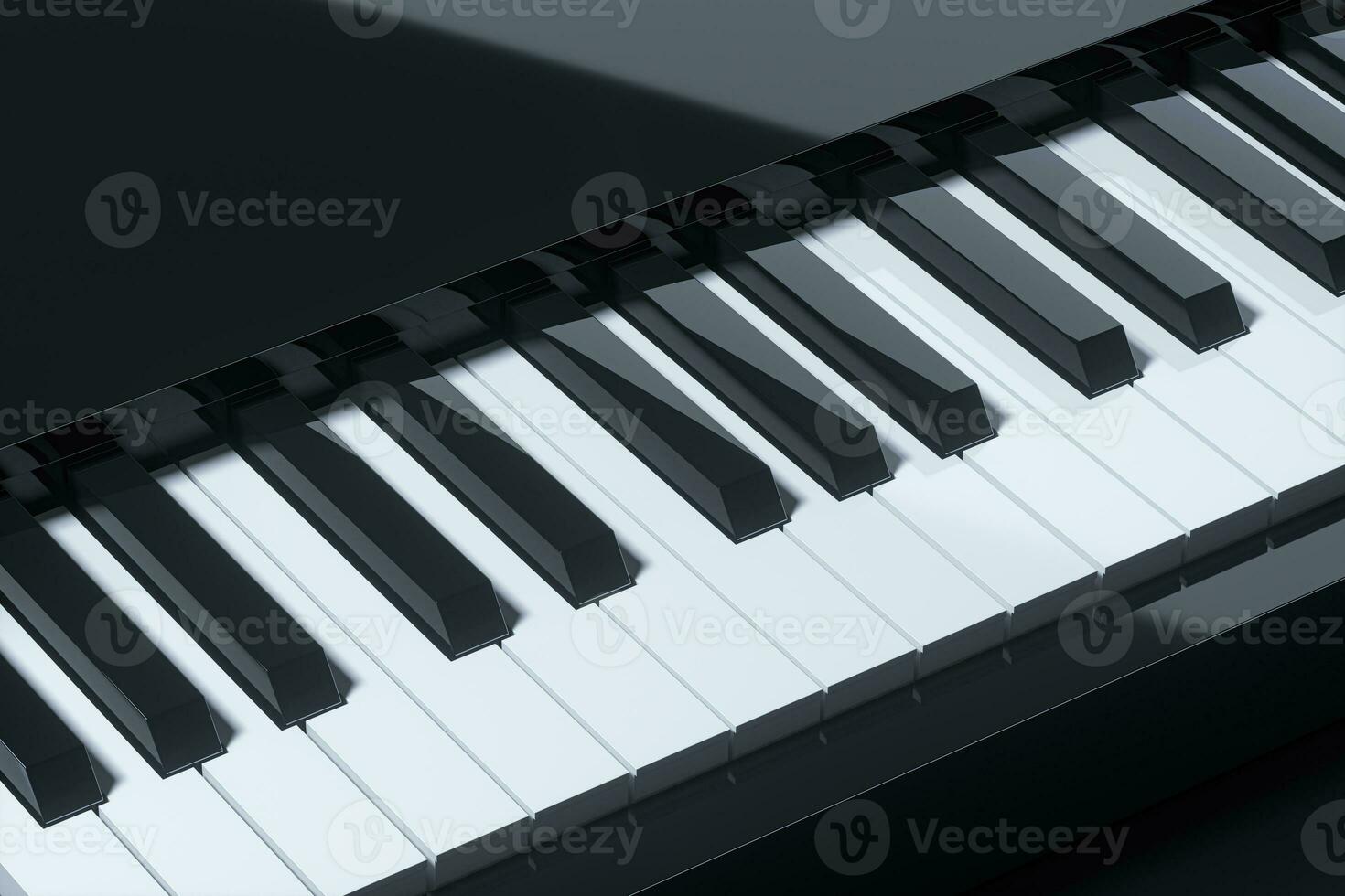 Piano keys with dark background, 3d rendering. photo