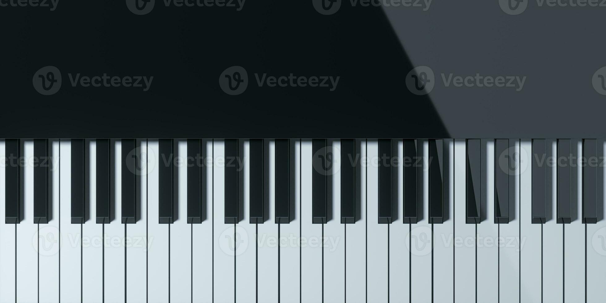 Piano keys with dark background, 3d rendering. photo
