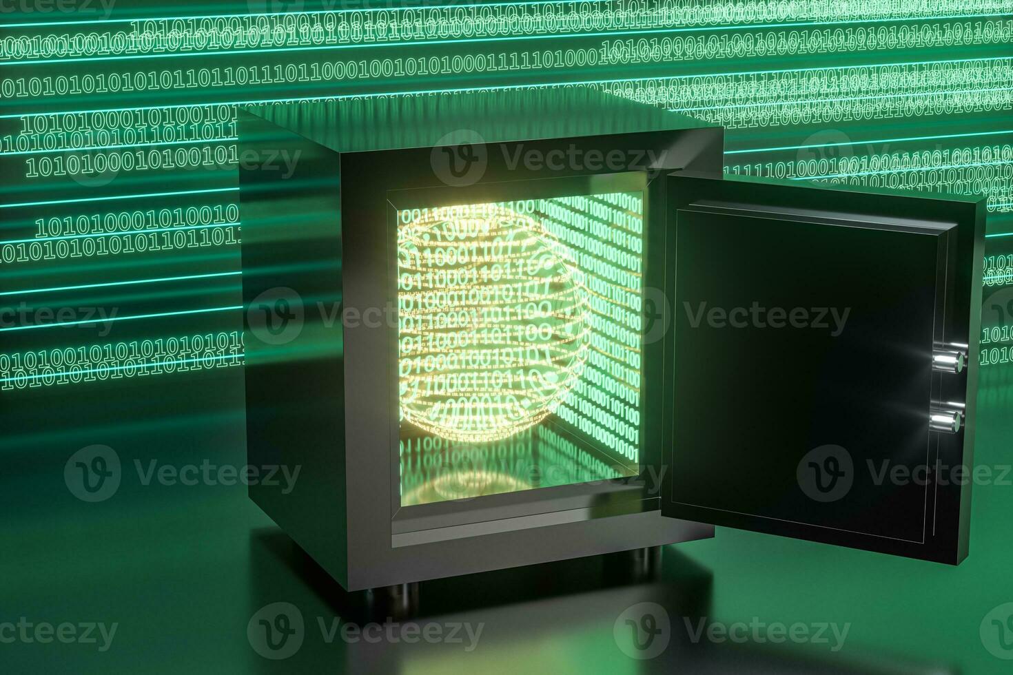 Mechanical safe, with digital numbers inside, 3d rendering. photo