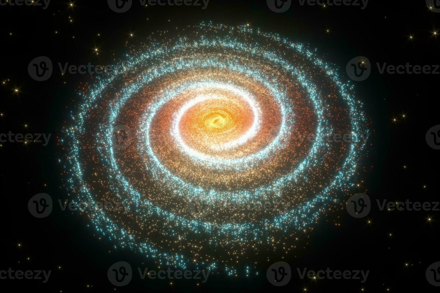 Glowing particles and milky way galaxy,explosive sparks,3d rendering. photo