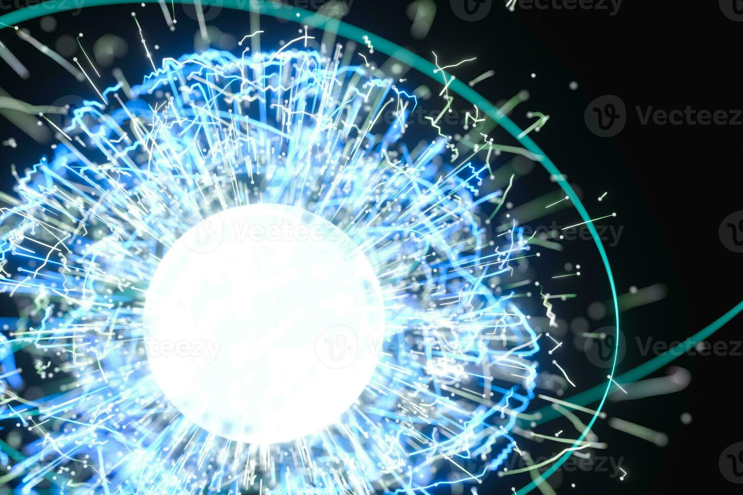 Glowing lines with round resource, power and line art, 3d rendering. photo