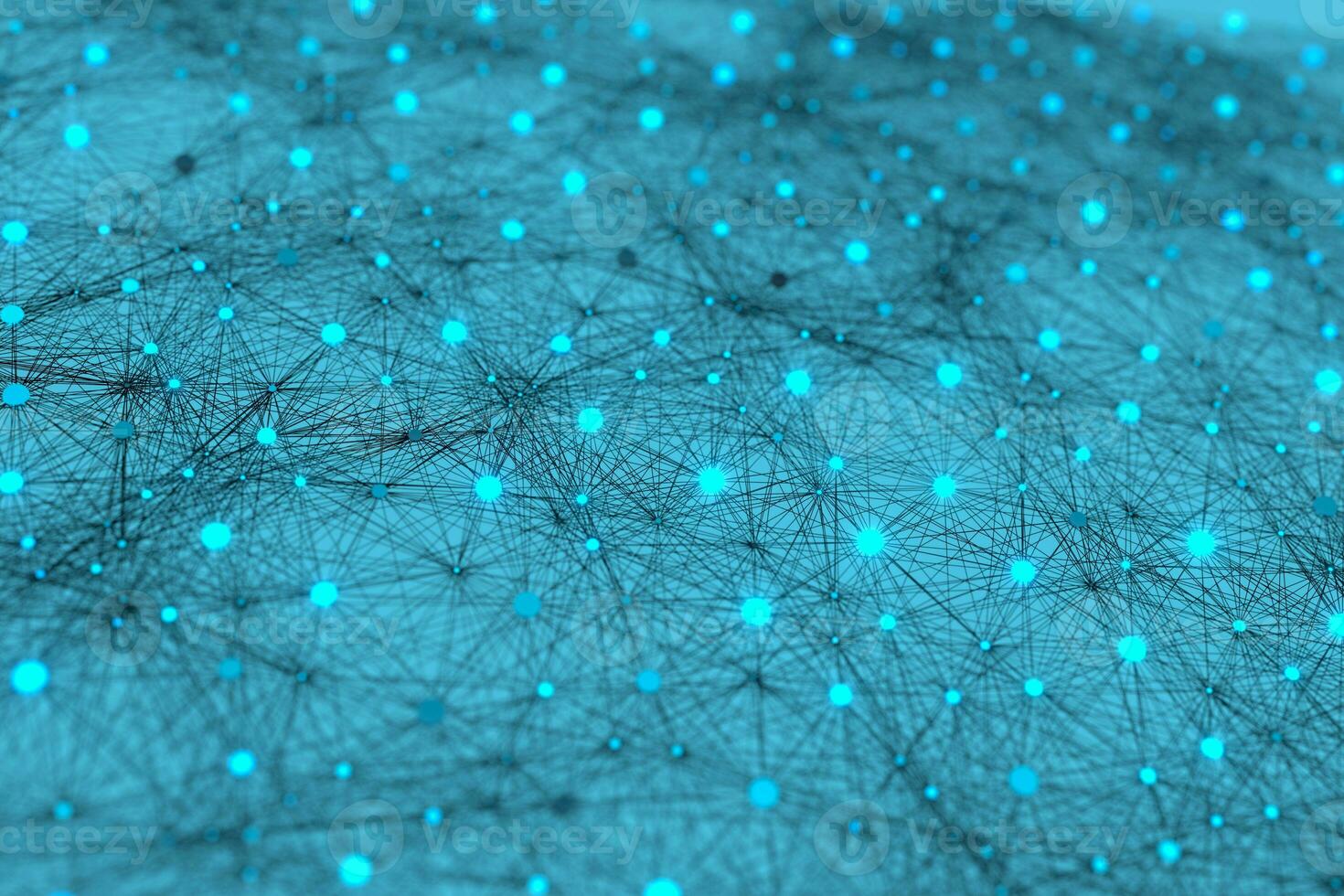 Light spots and abstract lines with blue background, 3d rendering. photo