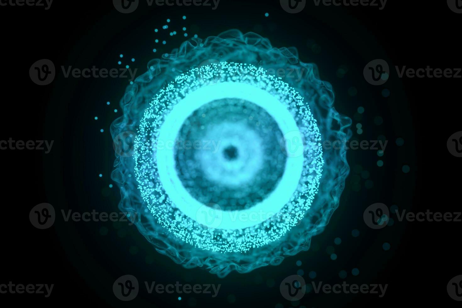 black hole with blue shiny particles, 3d rendering. photo