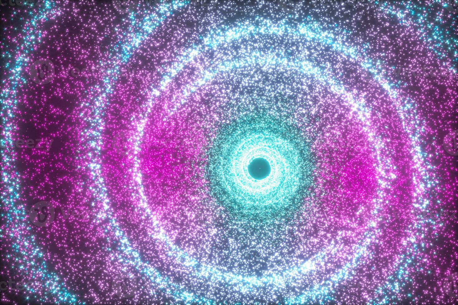 Glowing particles and milky way galaxy,explosive sparks,3d rendering. photo