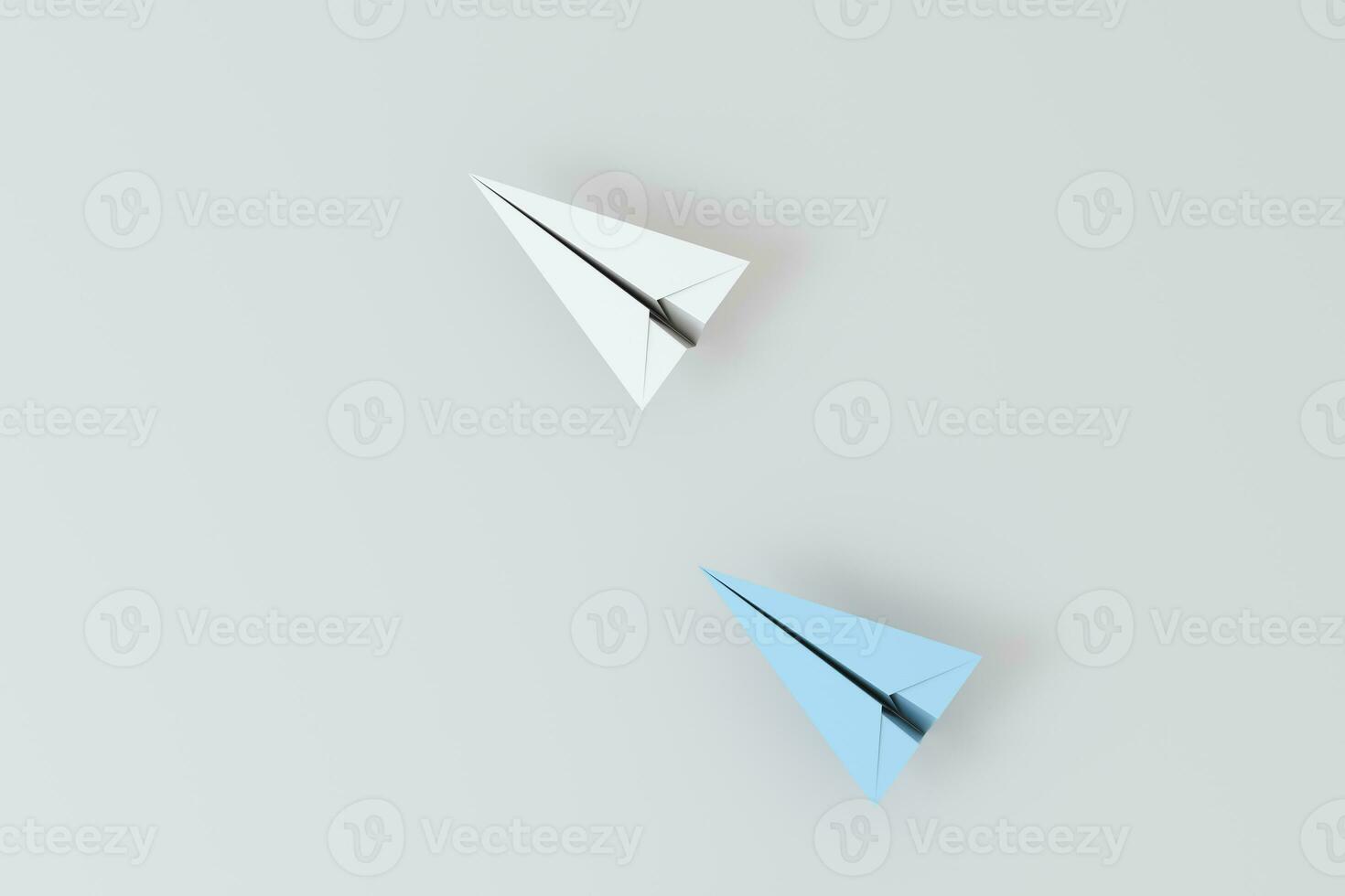 White paper plane with blue paper plane, 3d rendering. photo