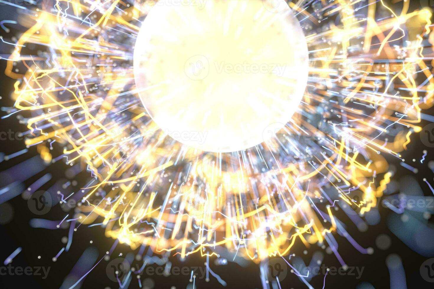 Glowing lines with round resource, power and line art, 3d rendering. photo