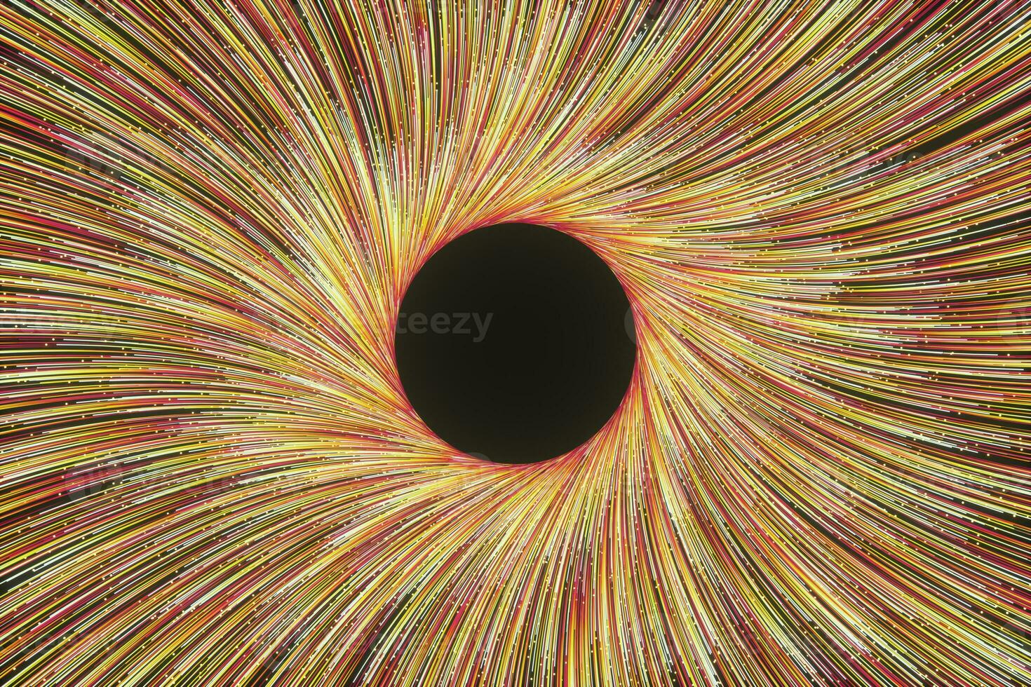 Glowing lines with round resource, power and line art, 3d rendering. photo