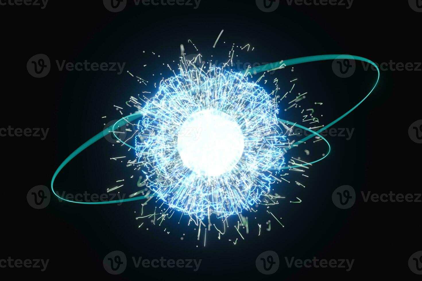 Glowing lines with round resource, power and line art, 3d rendering. photo