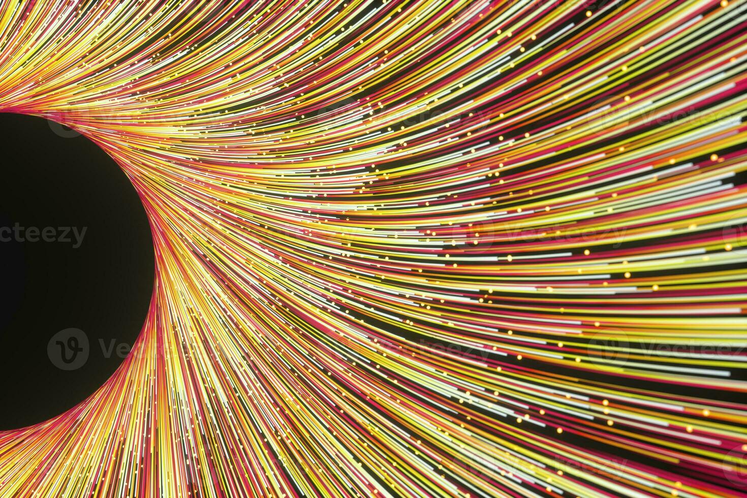 Glowing lines with round resource, power and line art, 3d rendering. photo