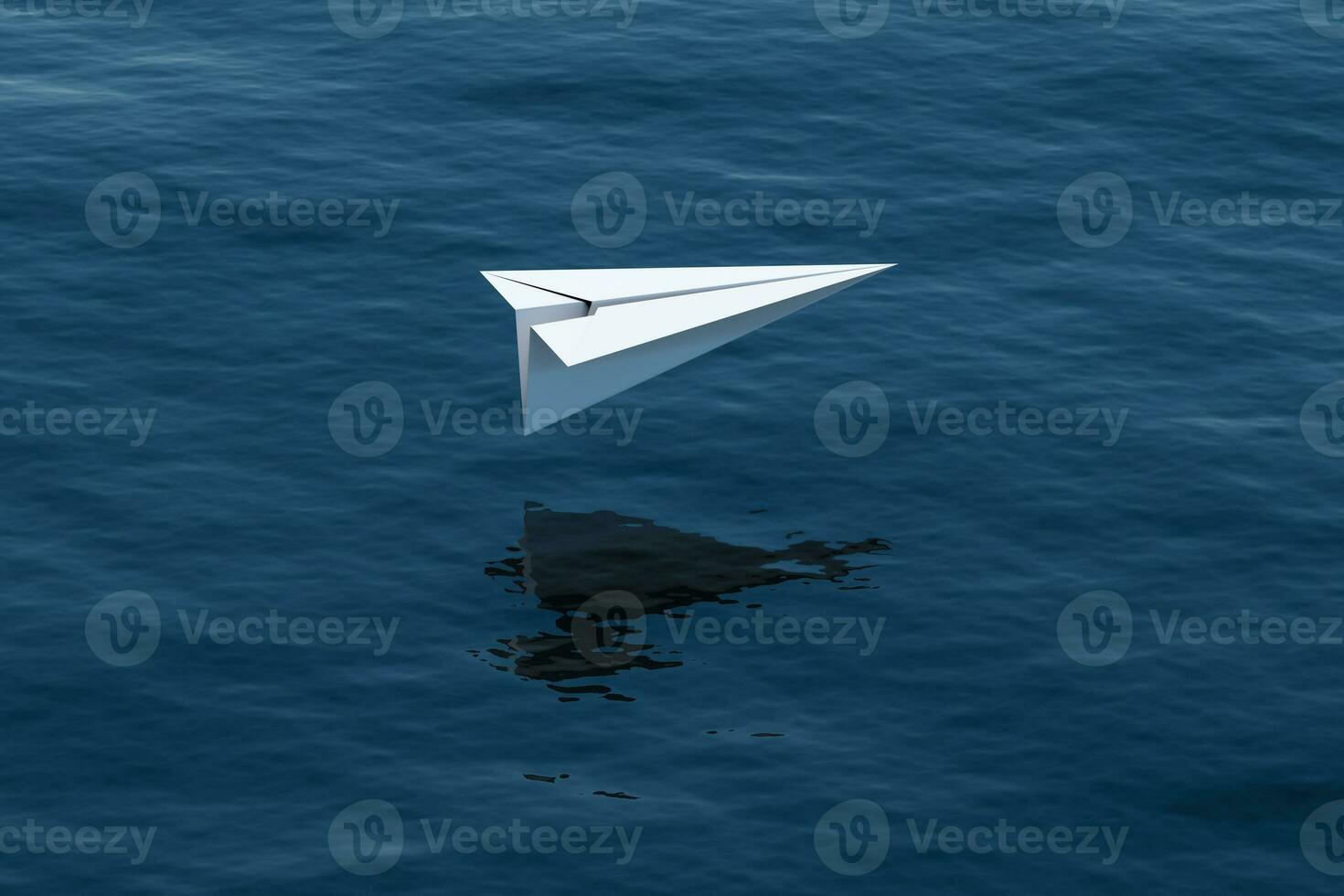 Paper plane fly over the ocean, 3d rendering. photo