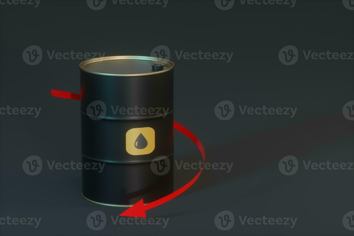 Oil barrel with black background,3d rendering. photo