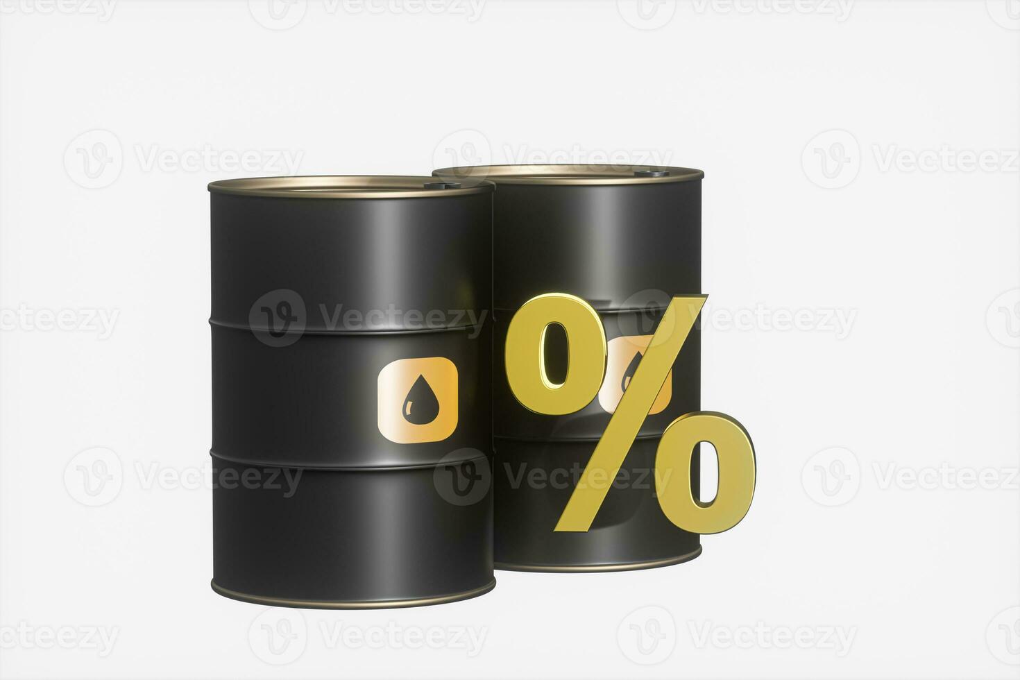 Oil barrel and percentage with white background,3d rendering. photo